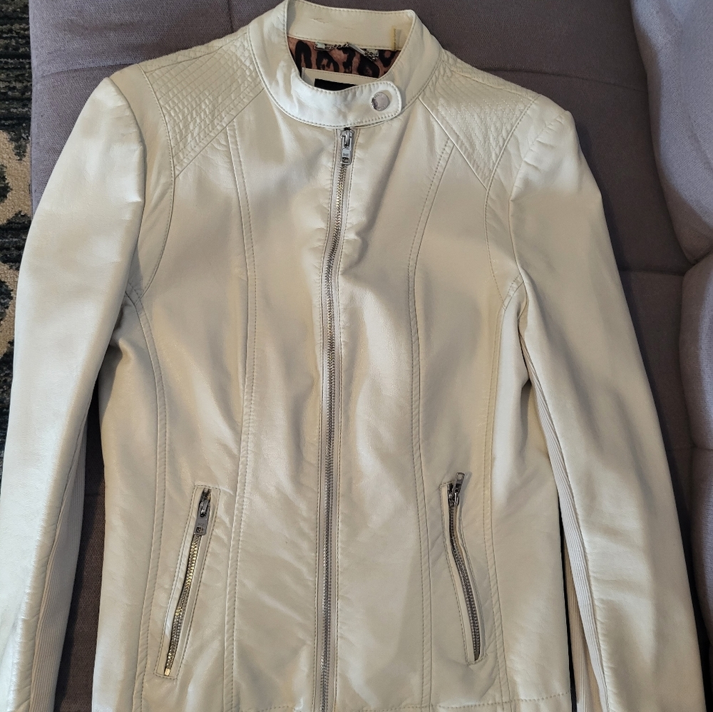 White faux leather jacket